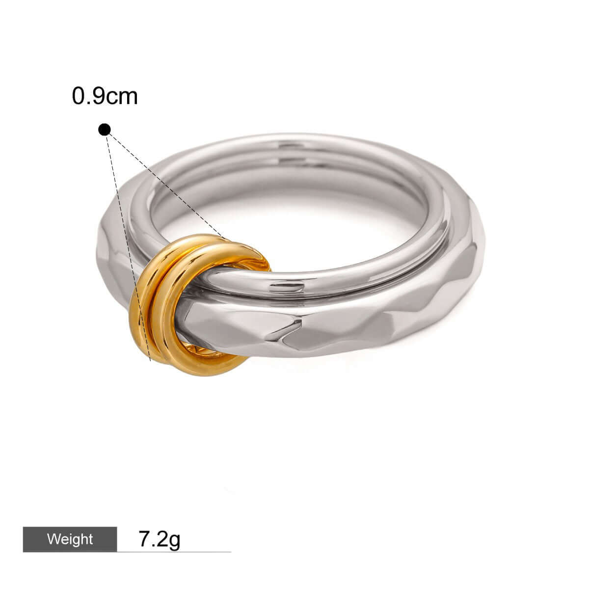 18K gold double-circle interlocking ring, high-end jewelry, affordable for everyday wear and perfect for layering.