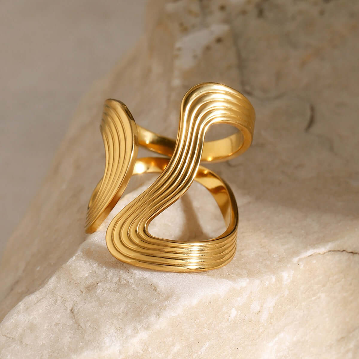 18K gold thread design adjustable ring, perfect for everyday wear and layering with affordable jewelry.
